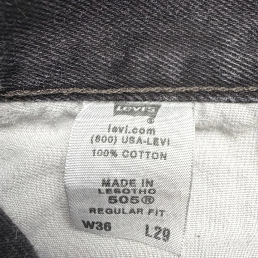 Levis 505 Regular Fit Jeans Mens 36x29‎ Faded Black Straight Leg Denim Pants